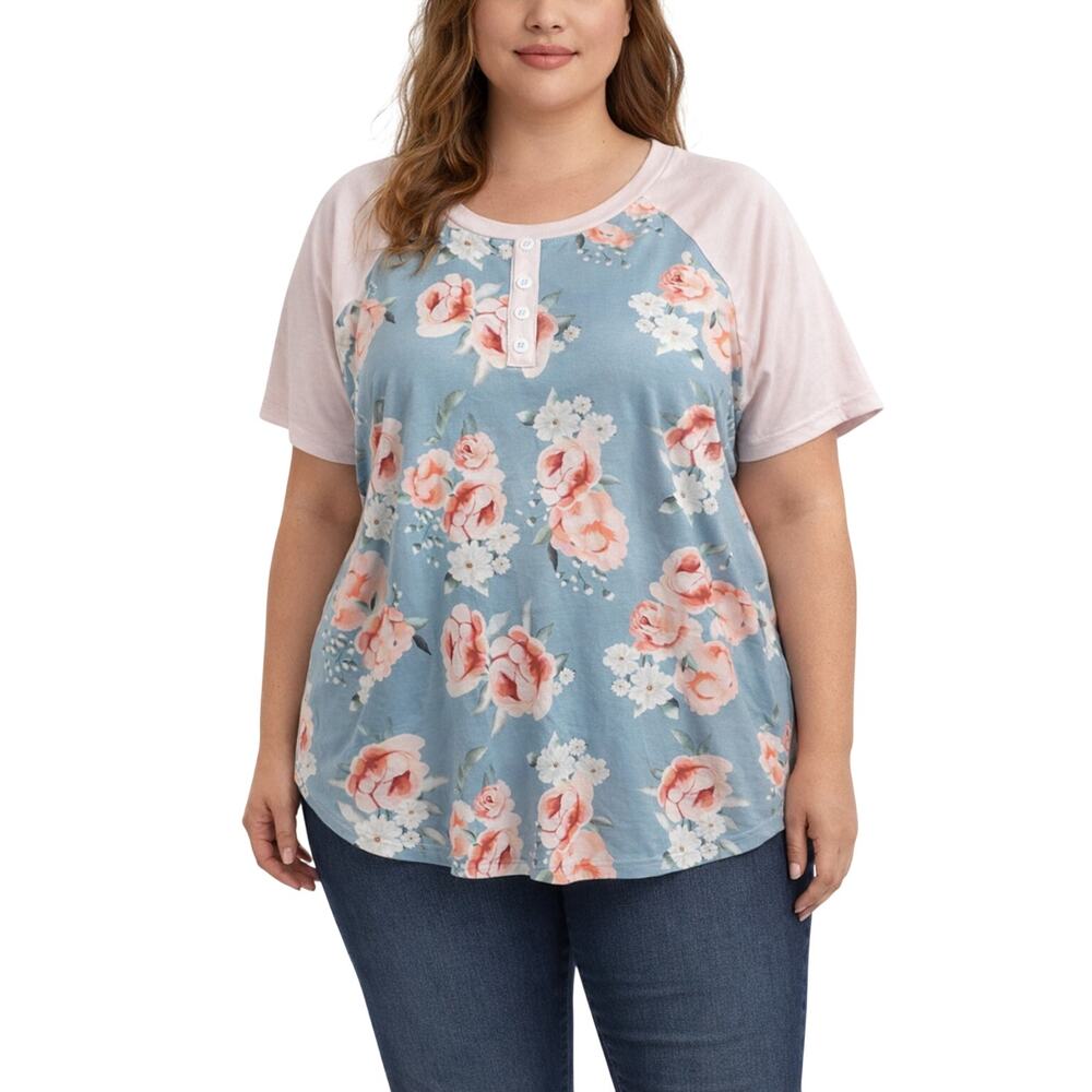 Shein Curve Floral Raglan Sleeve Top – Women’s Size 2XL